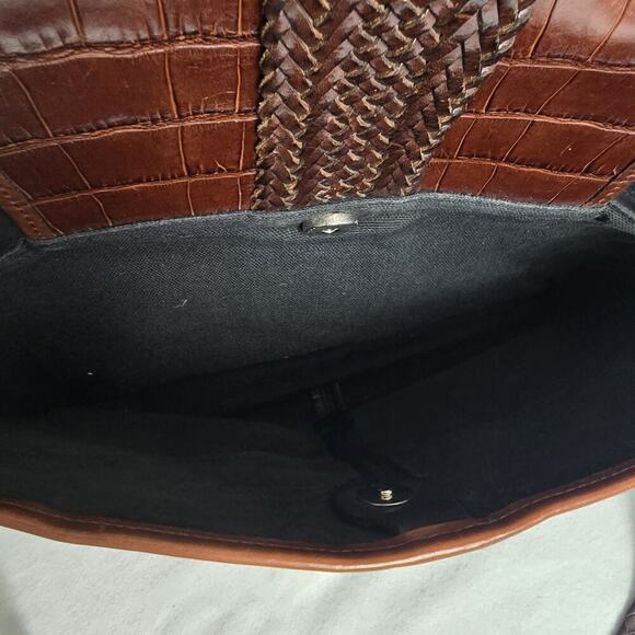 Brighton 90s Medium Brown Black Shoulder Tote Bag Purse 852249 Minimalist Mature - Picture 9 of 14